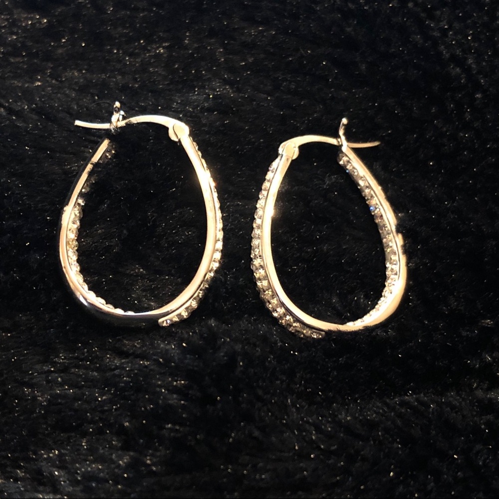 Silver tone NWT Swarovski Crystal Hoop Earrings